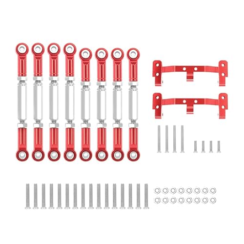 RWEQUTES for WPL C14 C24 C24-1 MN D90 MN99S Metall Chassis Zugstange Link Gestänge und Spurstange Halterung RC Auto Upgrade Teile(WPL Red) von RWEQUTES