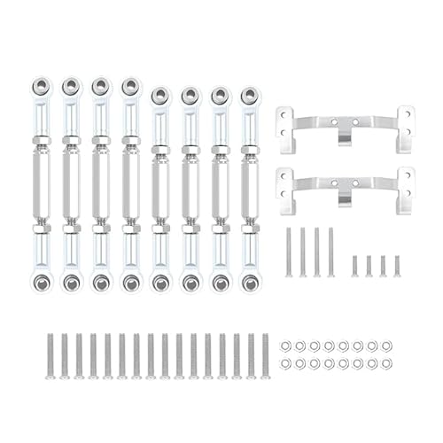 RWEQUTES for WPL C14 C24 C24-1 MN D90 MN99S Metall Chassis Zugstange Link Gestänge und Spurstange Halterung RC Auto Upgrade Teile(WPL Silver) von RWEQUTES