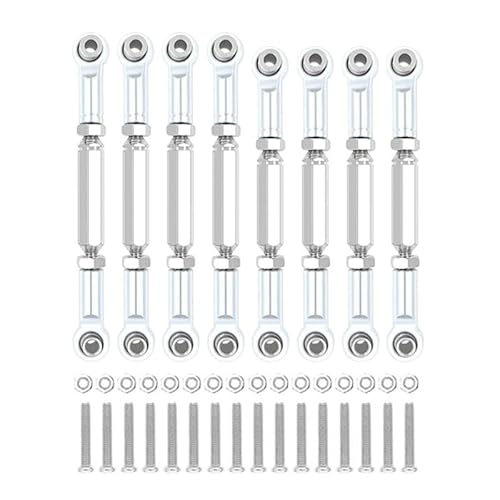 RWEQUTES for WPL C14 C24 MN D90 MN99S Metall Chassis Link Stange Zugstange Spurstange Verknüpfung RC Auto Upgrades Teile zubehör(Silver) von RWEQUTES