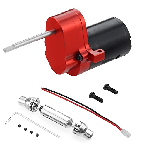 RWEQUTES for WPL D12 Metall Getriebe 370 Bürstenmotor Mit Stahl Getriebe for WPL D12 1/10 Klettern Off-Road RC Auto Upgrade Teile(Red and Shaft) von RWEQUTES