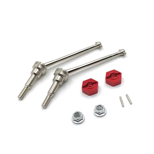 RWEQUTES for Wltoys 1/12 12423 12427 12428 Fernbedienung Auto Metall Upgrade Koppler Vordere Antriebswelle(Rood) von RWEQUTES