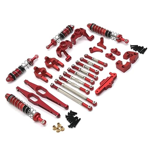 RWEQUTES for Wltoys 1/12 12429 Fernbedienung Auto Zubehör Metall Upgrade Stoßdämpfer Stange Lenkung Cup Kit(Rood) von RWEQUTES