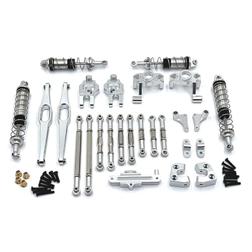 RWEQUTES for Wltoys 1/12 12429 Fernbedienung Autozubehör Metall Upgrade Stoßdämpfer Zugstange Lenkbecher Kit(White) von RWEQUTES