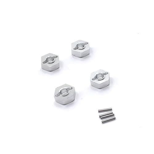 RWEQUTES for Wltoys 104001 104002 12428 12423 12429 Feiyue FY03 FY06 FY07 FY08 Metall 12mm Rad Hex Hub Adapter Combiner RC Auto Upgrade Teile(Silver) von RWEQUTES