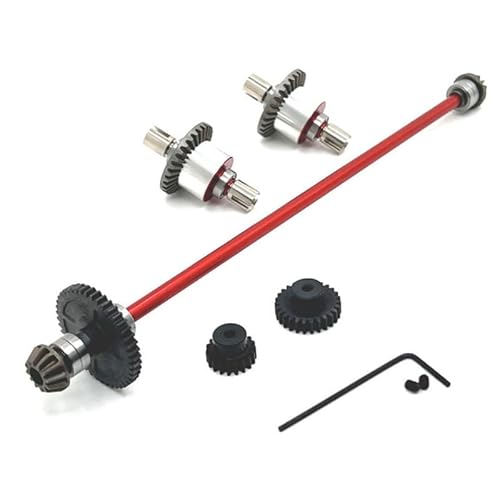 RWEQUTES for Wltoys 124016 124017 124019 124007 124008 RIaarIo AM-X12 Metall Differential und Zentrale Antriebswelle Montage 1/12 Upgrade Teile(Rood) von RWEQUTES