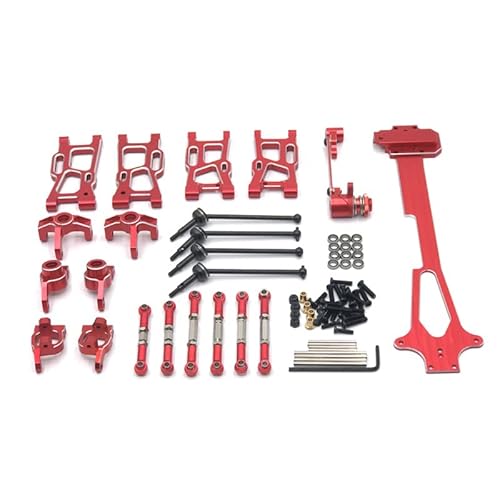 RWEQUTES for Wltoys 124017 124016 124018 124019 RC Auto zubehör Metall Upgrade kit(Rood) von RWEQUTES