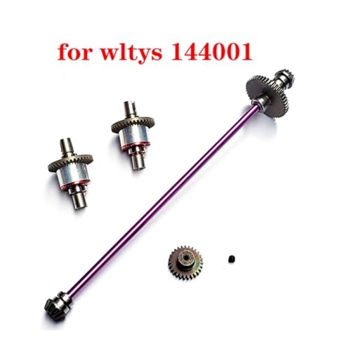 RWEQUTES for Wltoys 124019 124018 124016 124017 144001 1/12 1/14 RC Auto Metall Haupt Zentralachse Antriebswelle Differential Getriebe Upgrade Teile(Purple) von RWEQUTES