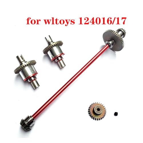 RWEQUTES for Wltoys 124019 124018 124016 124017 144001 1/12 1/14 RC Auto Metall Haupt Zentralachse Antriebswelle Differential Getriebe Upgrade Teile(Rood) von RWEQUTES