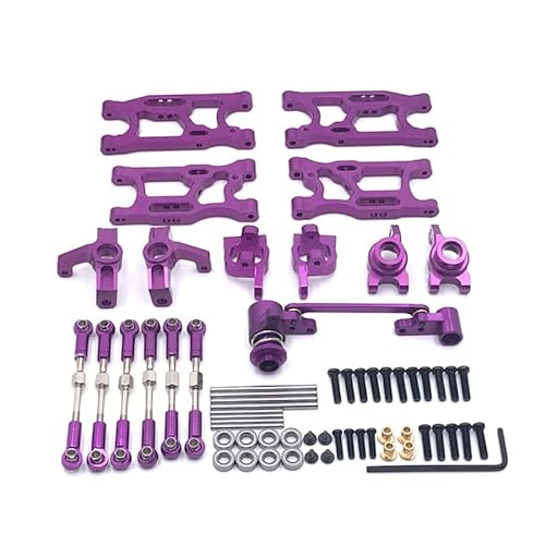 RWEQUTES for Wltoys 144001 144002 124016 124017 124018 124019 RC Schaukel Arm Lenkung Tasse Hinterrad Sitz Set Metall Teile(Purple) von RWEQUTES