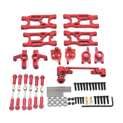 RWEQUTES for Wltoys 144001 144002 124016 124017 124018 124019 RC Schaukel Arm Lenkung Tasse Hinterrad Sitz Set Metall Teile(Rood) von RWEQUTES