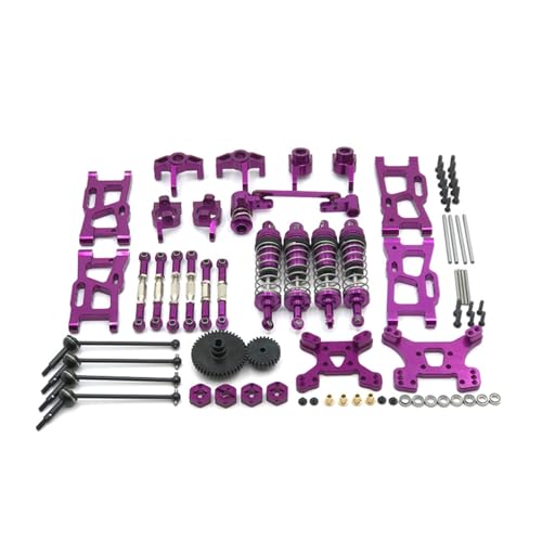 RWEQUTES for Wltoys 144001 144002 144010 124017 124019 Metall Upgrades Teile Modifikation Kits Schwinge Stoßdämpfer Set RC Auto Zubehör(Purple) von RWEQUTES