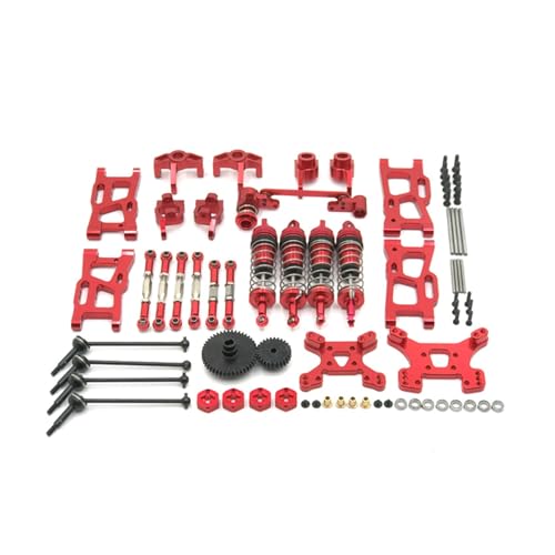 RWEQUTES for Wltoys 144001 144002 144010 124017 124019 Metall Upgrades Teile Modifikation Kits Schwinge Stoßdämpfer Set RC Auto Zubehör(Rood) von RWEQUTES