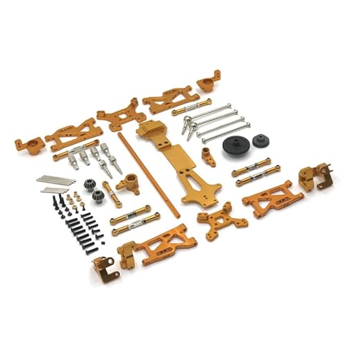 RWEQUTES for Wltoys 144001 144010 144002 RC Auto Metall Upgrade Schaukel Arm Lenkung Sitz Hinterrad C Reduktion Getriebe Antriebswelle refit Teile(Gold) von RWEQUTES