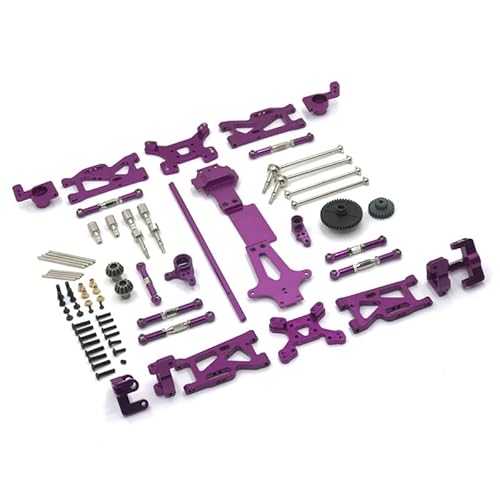 RWEQUTES for Wltoys 144001 144010 144002 RC Auto Metall Upgrade Schaukel Arm Lenkung Sitz Hinterrad C Reduktion Getriebe Antriebswelle refit Teile(Purple) von RWEQUTES