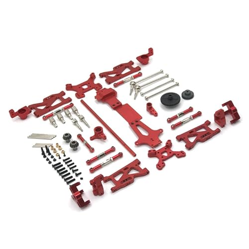 RWEQUTES for Wltoys 144001 144010 144002 RC Auto Metall Upgrade Schaukel Arm Lenkung Sitz Hinterrad C Reduktion Getriebe Antriebswelle refit Teile(Rood) von RWEQUTES