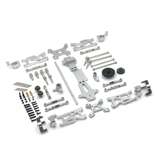 RWEQUTES for Wltoys 144001 144010 144002 RC Auto Metall Upgrade Schaukel Arm Lenkung Sitz Hinterrad C Reduktion Getriebe Antriebswelle refit Teile(Silver) von RWEQUTES