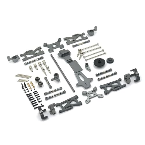 RWEQUTES for Wltoys 144001 144010 144002 RC Auto Metall Upgrade Schaukel Arm Lenkung Sitz Hinterrad C Reduktion Getriebe Antriebswelle refit Teile(Titanium Color) von RWEQUTES