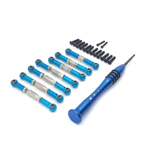 RWEQUTES for Wltoys 144002 144001 124016 124017 124018 124019 RC Auto Upgrade Teile Metall Verknüpfung Servo Pull Lenkung Spurstange Set(Blauw) von RWEQUTES