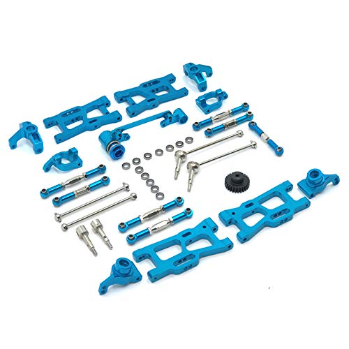 RWEQUTES for Wltoys 144010 144002 124017 124019 124018 144001 124007 RC Auto Teile Upgrade Metall Kit antriebswelle Zugstange schaukel Arm Lenkung(Blue Set) von RWEQUTES