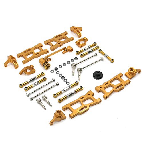 RWEQUTES for Wltoys 144010 144002 124017 124019 124018 144001 124007 RC Auto Teile Upgrade Metall Kit antriebswelle Zugstange schaukel Arm Lenkung(Gold Set) von RWEQUTES