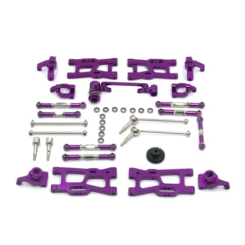 RWEQUTES for Wltoys 144010 144002 124017 124019 124018 144001 124007 RC Auto Teile Upgrade Metall Kit antriebswelle Zugstange schaukel Arm Lenkung(Purple) von RWEQUTES