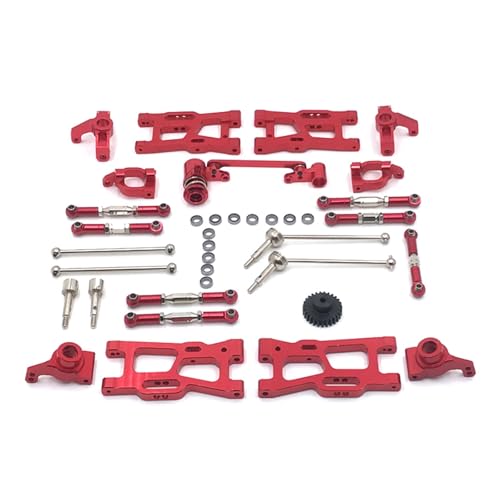 RWEQUTES for Wltoys 144010 144002 124017 124019 124018 144001 124007 RC Auto Teile Upgrade Metall Kit antriebswelle Zugstange schaukel Arm Lenkung(Rood) von RWEQUTES