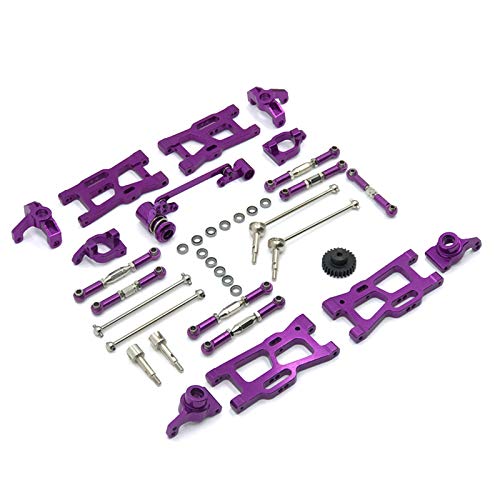 RWEQUTES for Wltoys 144010 144002 124017 124019 124018 144001 124007 RC Auto Teile Upgrade Metall Kit antriebswelle Zugstange schaukel Arm Lenkung(Set of Purple) von RWEQUTES