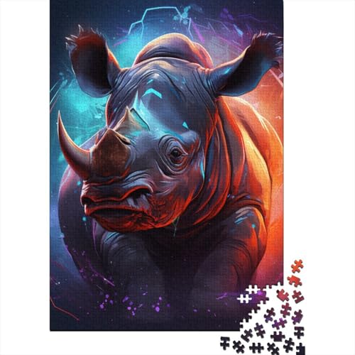 Nashorn Puzzles 1000 Teile Schwer Puzzle Spielzeug Lernspiel Impossible Herausforderung Spielzeug Für Erwachsene Und Kinder in Bewährter 1000pcs (75x50cm) von RWOODSRTR