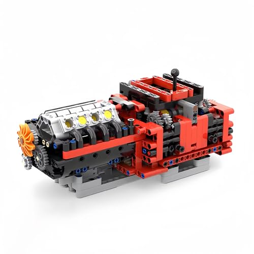 V6/V8 Technisches Motormodell-Spielzeug-Set, Motorbaustein-Set für Erwachsene und Kinder, geistiges Spielzeug mit hohem Schwierigkeitsgrad, kompatibel mit Lego 630 Bauzubehör, Geschenke für Freunde von RWSEFK