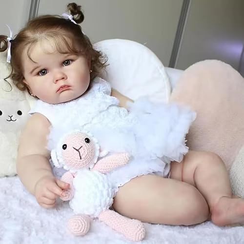 RXDOLL 24 Zoll Realistische Reborn Kleinkind Mädchen Babypuppen Real Life Soft Body Weighted Baby Doll Life Like Newborn Baby Dolls That Look Real Toddler Silicone Babies Girl von RXDOLL