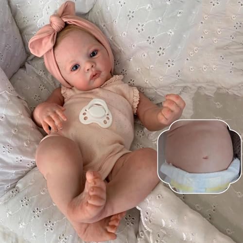 RXDOLL 45,7 cm lebensechte Reborn Babypuppen Ähnliches Silikon Ganzkörper Vinyl Mädchen Realistische Neugeborene Babypuppen, die echt aussehen anatomisch korrekt waschbar Spielzeug Weihnachtsgeschenke von RXDOLL