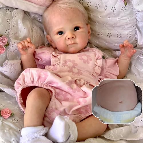 RXDOLL 45CM Echtes Baby Ganzkörper Silikon Reborn Baby Mädchen Puppe Anatomisch korrekte Baby Puppen Realistische Weiche Vollsilikon Vinyl Neugeborenes Baby Puppe Mädchen von RXDOLL