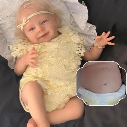 RXDOLL 45CM Realistische Reborn Baby Puppen Silikon Ganzkörper Vinyl Mädchen Baby Puppe Vollsilikon Echtes Leben Babypuppen Die echt Aussehen Anatomisch Korrektes Babypuppe von RXDOLL