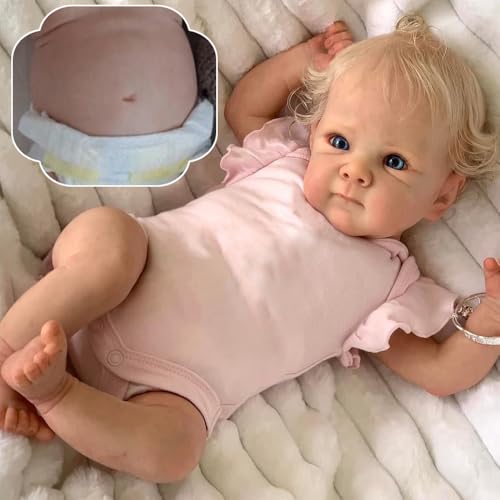 RXDOLL 45CM Reborn Baby Puppen Mädchen Bettie Silikon Vinyl Ganzkörper Neugeborenes Babypuppen Wasserdicht Realistische Baby Puppe Mädchen Kind Spielzeug für Kinder 3+ von RXDOLL