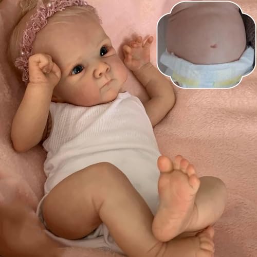 RXDOLL 45CM Reborn Baby Puppen Silikon Ganzkörper Mädchen Realistische Neugeborenen Puppe Lebensechte Babypuppen die echt Aussehen Anatomisch korrekt Waschbares Spielzeug von RXDOLL