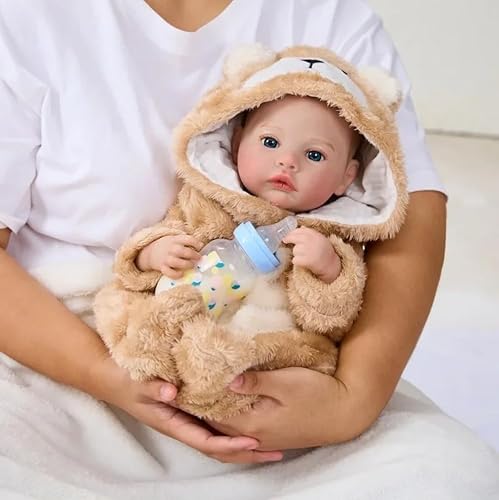 RXDOLL 48CM Reborn Baby Puppen Mädchen Vollsilikon Ganzkörper Realistische Neugeborenes Babypuppen Wasserdicht Anatomisch Korrekt Baby Mädchen Geschenke für Kinder 3+ von RXDOLL