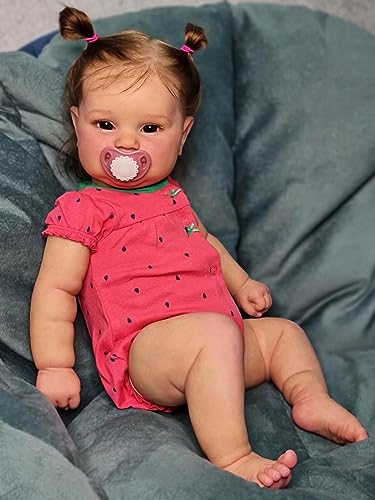 RXDOLL 50CM Lebensechte Reborn Baby Puppen Ganzkörper Vinyl Mädchen Maddie Echte Baby Fühlen Realistische Neugeborenen Babypuppen Liebenswert Lächelnd Echtes Leben Baby Puppen von RXDOLL