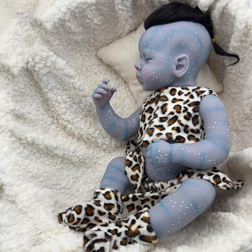 RXDOLL 50CM Silikon Ganzkörper Vinyl Reborn Baby Puppen Mädchen Avatar Loulou Schlafende Neugeborene Babypuppen Echtes Leben Anatomisch korrekte Baby Puppe Badbar Poseable von RXDOLL