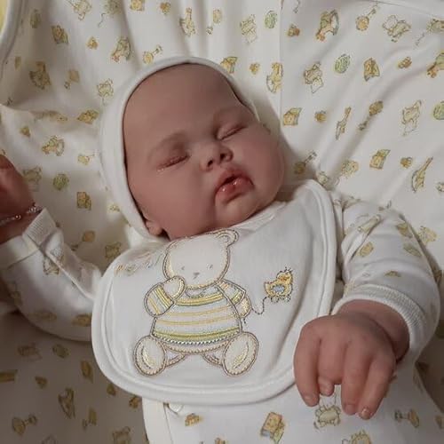 RXDOLL 60CM Lebensechte Reborn Baby Puppen Kleinkind Baby Reborn Puppen Realistische Baby Puppen die echt Aussehen Leben Silikon Mädchen Weicher Körper Schlafendes Kleinkind von RXDOLL