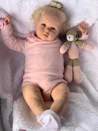 RXDOLL 60CM Realistische Reborn Baby Mädchen Kleinkinder Puppen Weicher Körper Reborn Babys Die echt Aussehen Leben Wie Baby Puppen Lebensechtes Reborn Kleinkind Mädchen Geschenke von RXDOLL