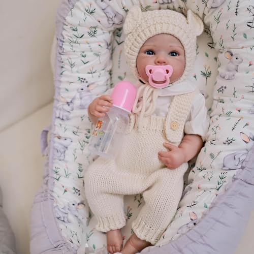 RXDOLL Anatomisch Korrekte Reborn Baby Puppen 18 Zoll Realistische Silikon Vinyl Körper Mädchen Augen Offene Gewichtete Lebenswichtige wasserdichte Neugeborene Real Life Puppe Spielzeug Geschenke von RXDOLL