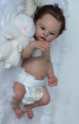 RXDOLL Anatomisch Korrektes Baby Junge 18 Zoll Weiches Vinyl Ganzkörper Silikon Reborn Baby Puppen Junge Realistische Neugeborene Baby Puppen Gewichtete Reborn Puppe mit blauen Augen von RXDOLL