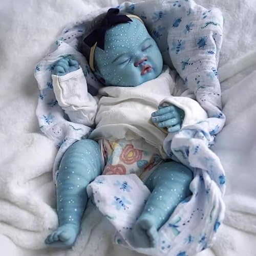 RXDOLL Asleep Reborn Babypuppen Avatar Girl 48 cm, realistische Babypuppen für Neugeborene, weicher Körper, lebensecht wie Babypuppen, die echte Avatar-Silikon-Baby-Puppe aussehen, Weihnachtsgeschenke von RXDOLL