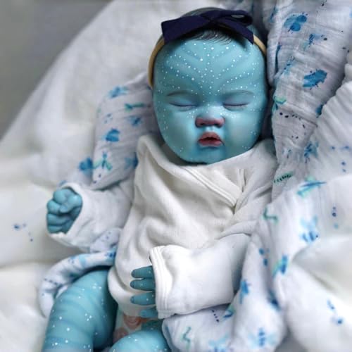 RXDOLL Avatar Reborn Baby Puppen Mädchen 19 Zoll 48CM Realistische Neugeborenen Puppe Stoff Körper Lebensechte Babypuppen Die echt Aussehen Weiches Silikon Babys Avatar Reborn Puppe von RXDOLL