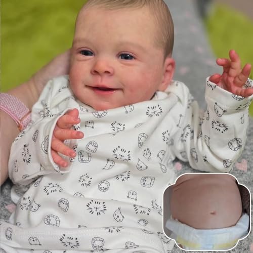 RXDOLL Echtes Leben Baby Puppen Vollsilikon Junge 45CM Wasserdicht Reborn Babypuppen Silikon Ganzkörper Vinyl Realistisch Neugeborenes Baby Puppe Junge Waschbar mit blauen Augen von RXDOLL