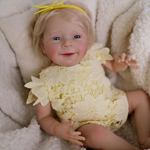 RXDOLL Full Vinyl Body Silicone Reborn Baby Dolls Girl 18 Inch Realistic Baby Dolls That Look Real Babies Silicone Full Body Smiling Girl Anatomically Correct Baby Doll von RXDOLL