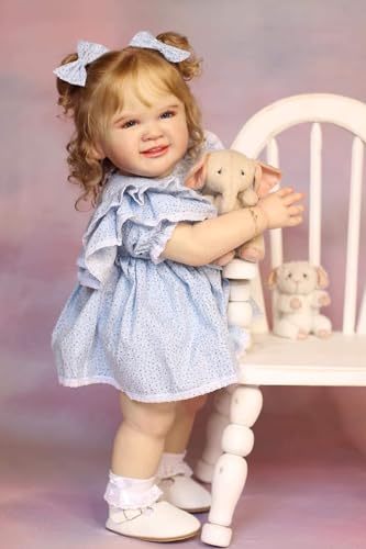 RXDOLL Große Größe Reborn Baby Puppen Stehendes Mädchen 70cm Realistische Baby Puppe Lächelndes Mädchen Weiches Vinyl Silikon Reborn Toddler Puppen Reborn Babys, die echt Aussehen von RXDOLL