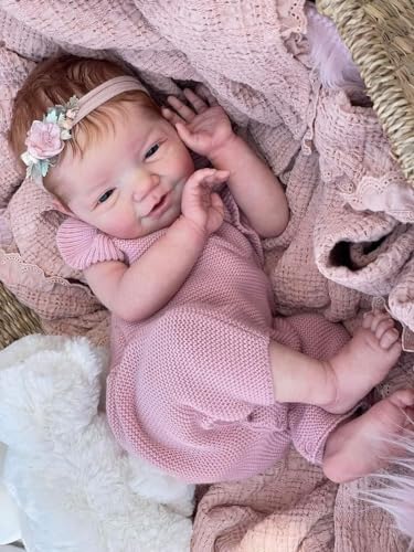 RXDOLL Lebensecht Reborn Baby Puppen 20 Zoll Süßes Lächeln Realistische Neugeborene Baby Puppen Weicher Tuch Körper Schlafen Baby Mädchen Real Life Baby Puppen mit Spielzeug Zubehör von RXDOLL