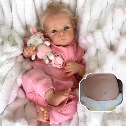 RXDOLL Lebensechte 45,7 cm große Ganzkörper-Silikon-Vinylpuppen für Mädchen, anatomisch korrekt, Babypuppen, die im wirklichen Leben gesehen werden, Neugeborene Babypuppe, Geschenke von RXDOLL