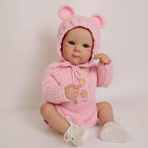 RXDOLL Realistische Babypuppen Bettie Girl 18 Zoll wasserdichte Reborn Babypuppen Silikon Ganzkörper Vinyl Lebensechte Neugeborene Babypuppen, die echt aussehen mit hübschen rosa Outfits von RXDOLL